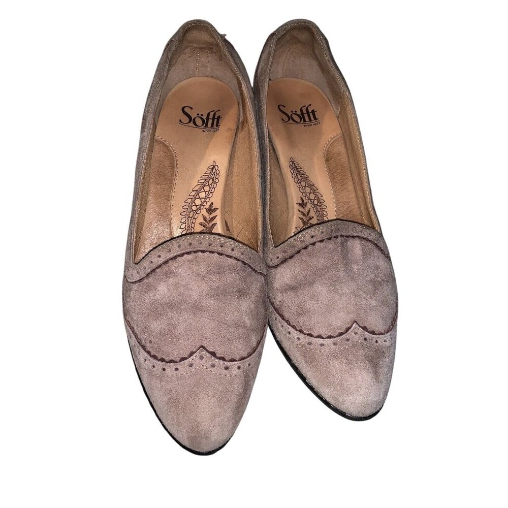 Söfft Womens Tan Suede Leather Upper Heels Size 7M With Decorative Insole